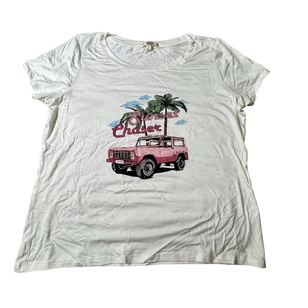 Cyrus T Shirt Women's Bronco Short Sleeve Bling Sunset New
